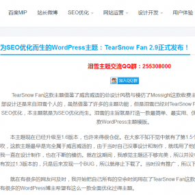 专为SEO而生的WordPress SEO主题TearSnow Fan v2.9